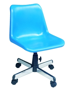 84083::AS-18::An Asahi AS-18 series office chair with blue polymer backrest and metal base, providing adjustable locked-screw extension. 3-year warranty for the frame of a chair under normal application and 1-year warranty for the plastic base and accessories. Dimension (WxDxH) cm : 46x51x77.